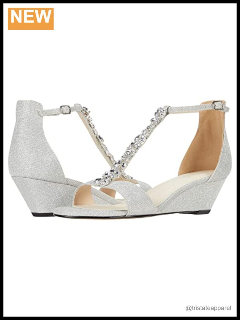 Touch Ups Beatrix Jeweled T-Strap Wedge Sandal Comfortable Dress